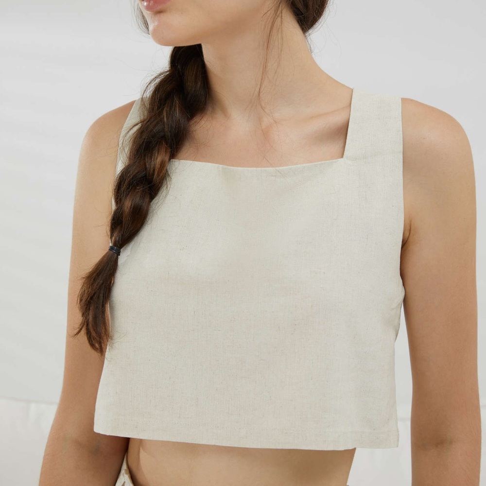 Cider Cropped Linen Tank Top